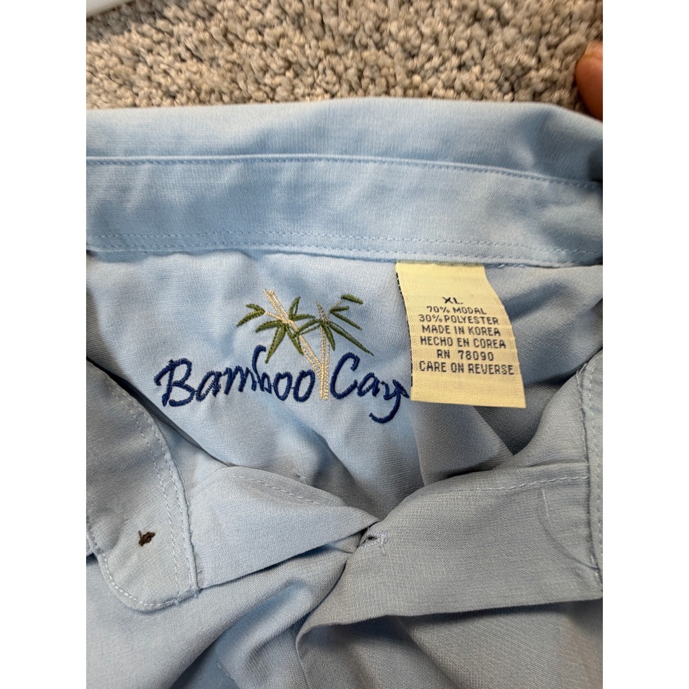 Bamboo Cay Mens XL Blue Marlin Embroidered Short Sleeve Button Down Shirt Modal - Picture 6 of 9